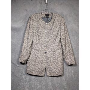 Vintage Halston Heritage Women's Patterned Fall Trend Blazer Gray